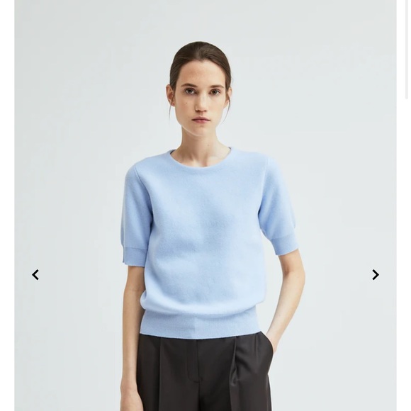 The row wool and cashmere baby blue crop top sweater - Picture 1 of 7